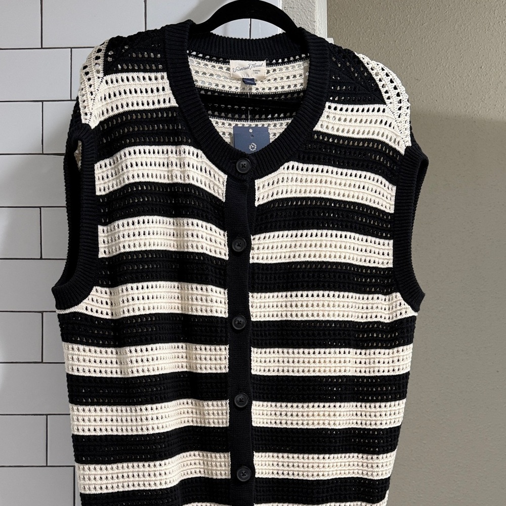 Universal Thread Black and White Striped Cardigan